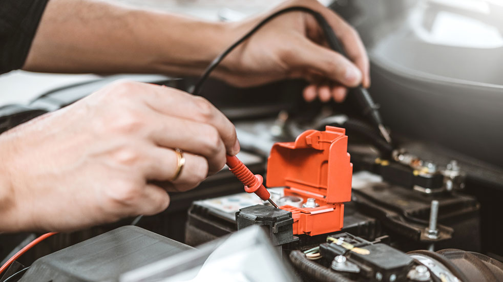 Winter driving testing car battery